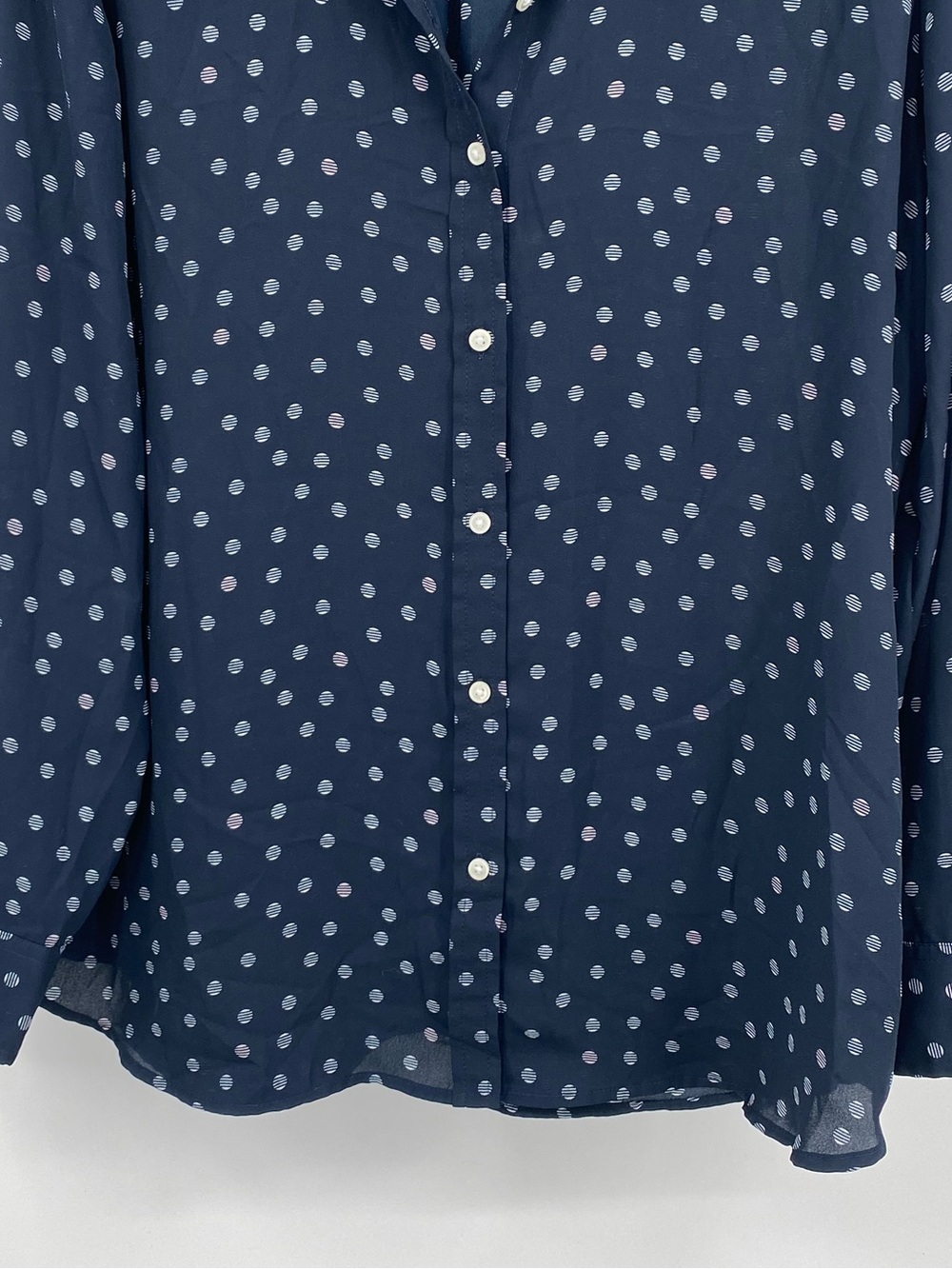 Banana Republic polka dot long-sleeve blouse Navy Blue Size Large - Picture 8 of 12